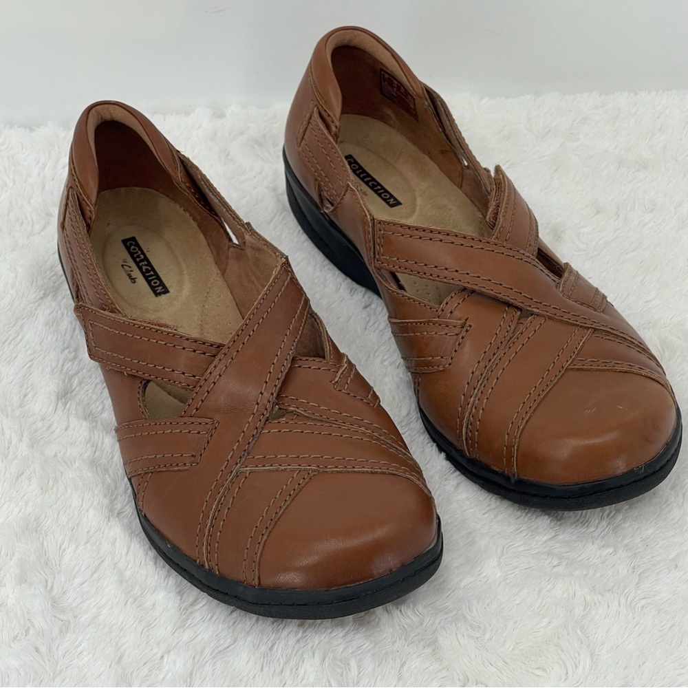 CLARKS WOMENS SIZE 10 M Comfortable Brown Leather Shoes